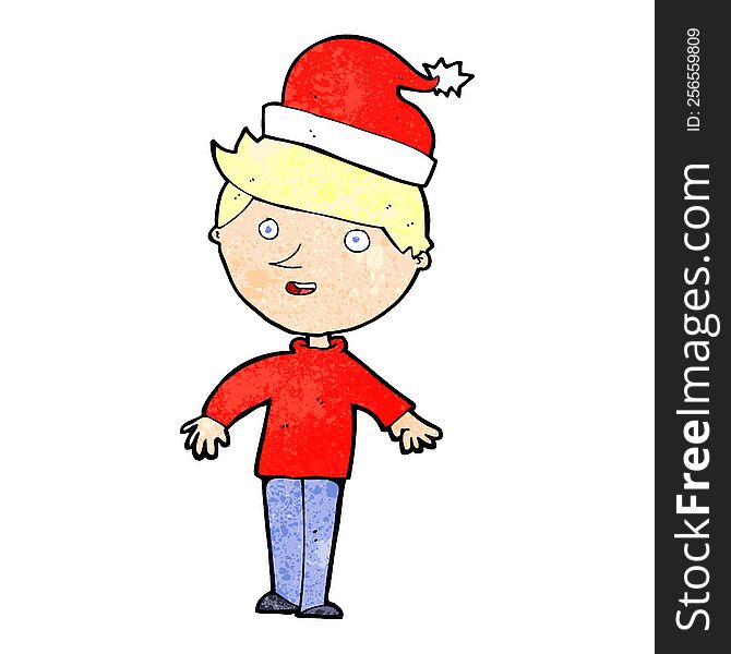 cartoon boy in santa hat