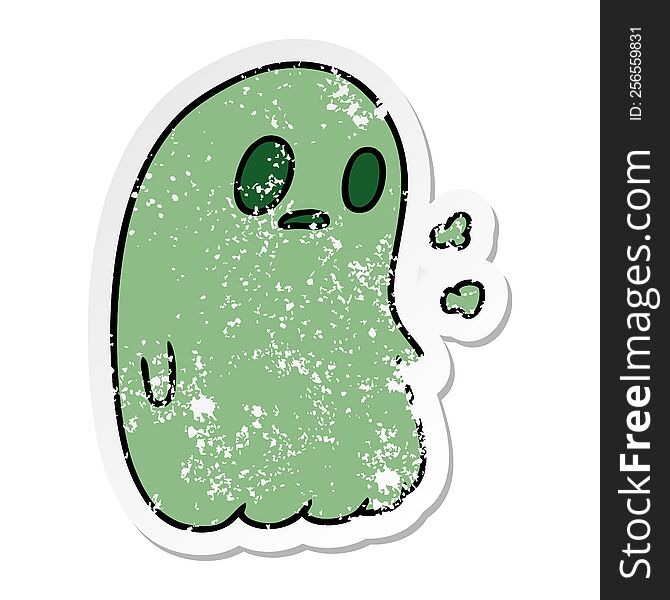 Distressed Sticker Cartoon Of A Kawaii Cute Ghost