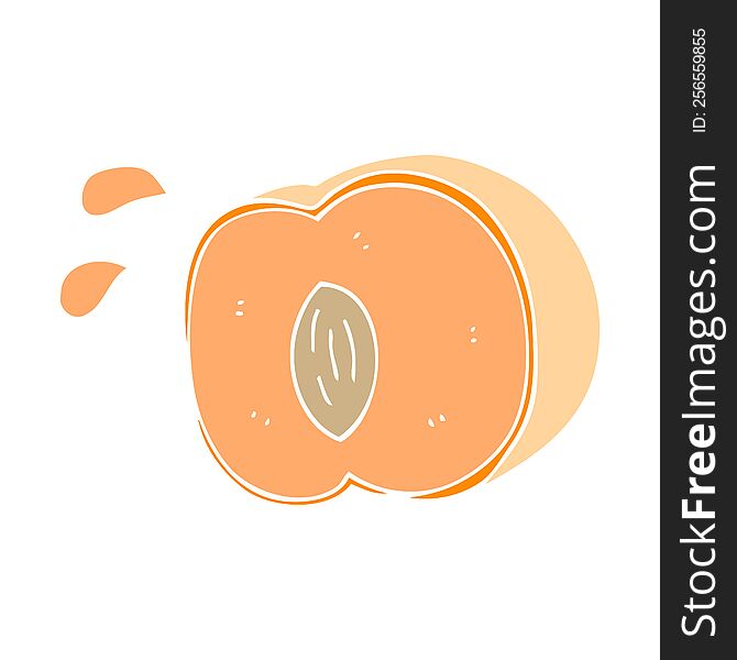 Flat Color Illustration Of A Cartoon Juicy Peach