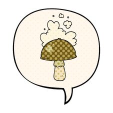 Free Cartoon Mushroom And Spore Cloud And Speech Bubble In Comic Book Style Stock Image - 256561091