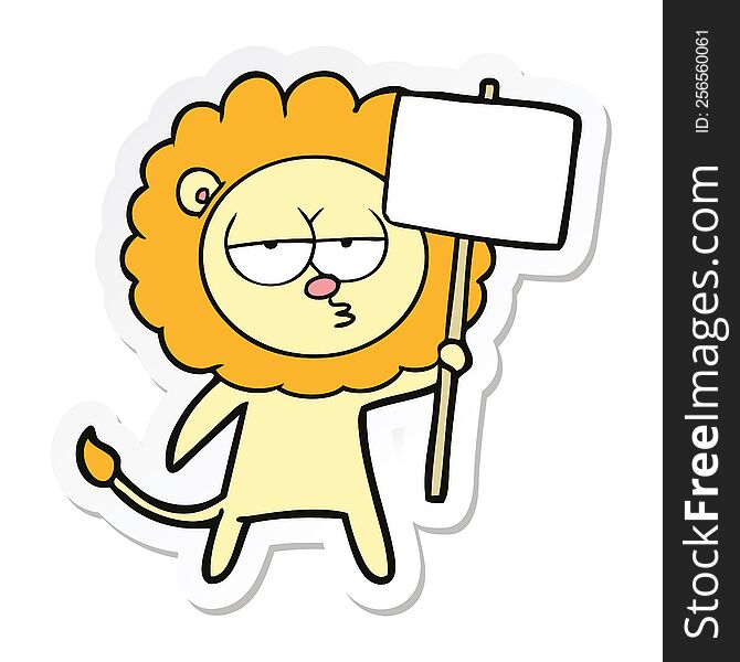 sticker of a cartoon bored lion