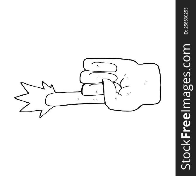 Black And White Cartoon Pointing Hand