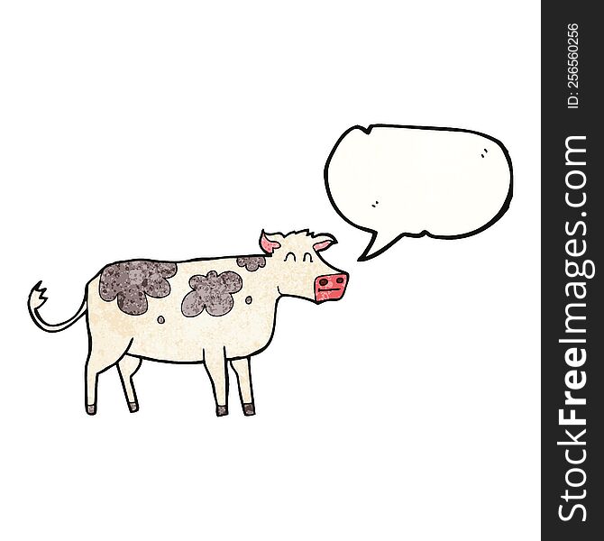 freehand speech bubble textured cartoon cow