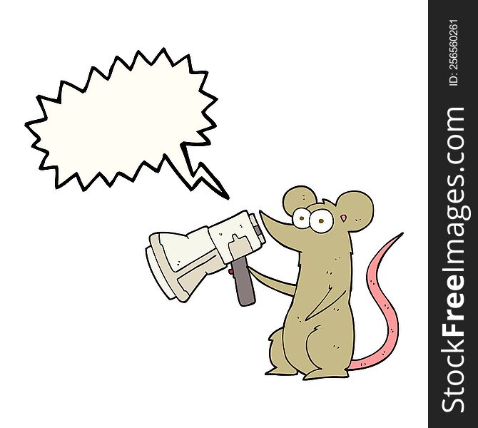 speech bubble cartoon mouse with megaphone