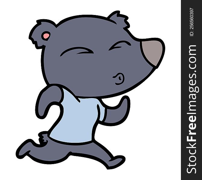 cartoon jogging bear. cartoon jogging bear