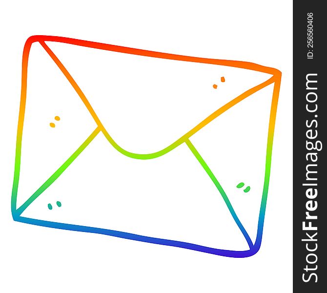 rainbow gradient line drawing of a cartoon letter