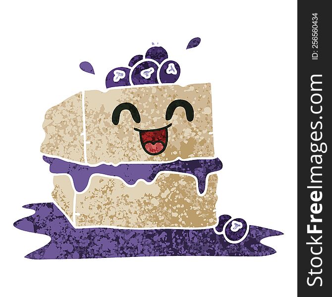 Quirky Retro Illustration Style Cartoon Happy Cake Slice