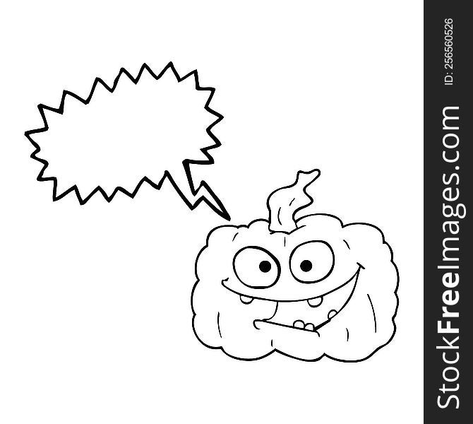 freehand drawn speech bubble cartoon pumpkin