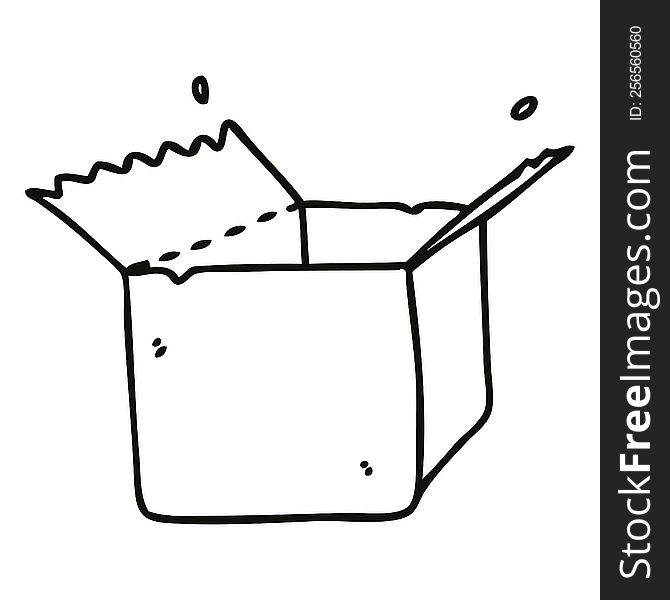 line drawing quirky cartoon open box. line drawing quirky cartoon open box