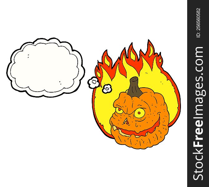 Thought Bubble Cartoon Spooky Pumpkin