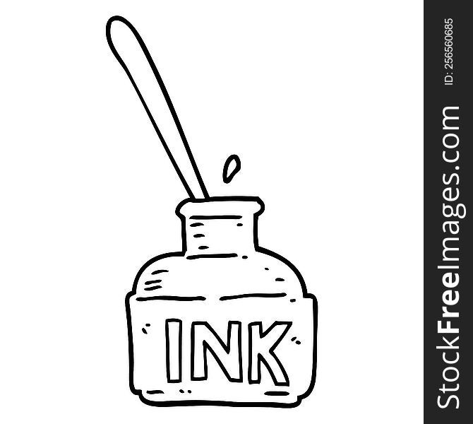 line drawing cartoon ink bottle