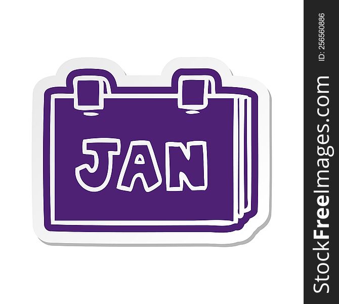 cartoon sticker of a calendar with jan