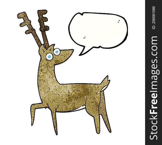 freehand speech bubble textured cartoon stag