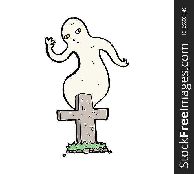 cartoon ghost rising from grave