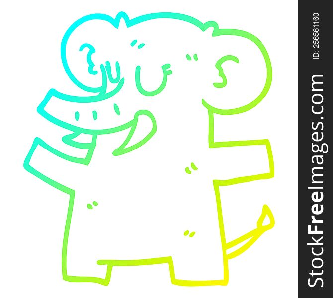 cold gradient line drawing cartoon standing elephant