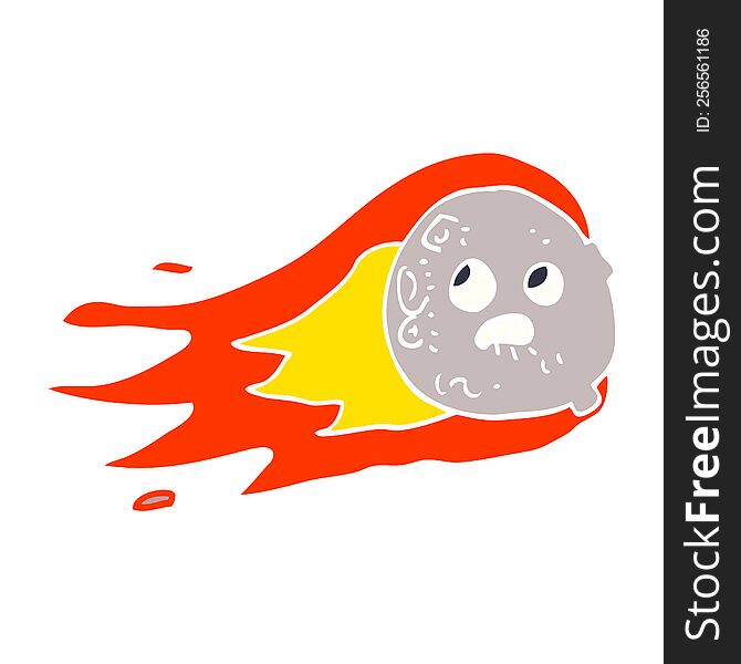 cartoon doodle flaming asteroid