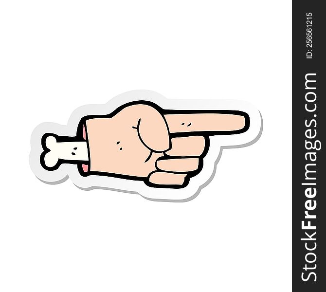 sticker of a cartoon pointing hand symbol