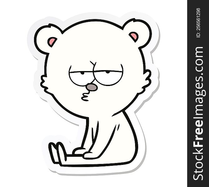 Sticker Of A Bored Polar Bear Cartoon Sitting