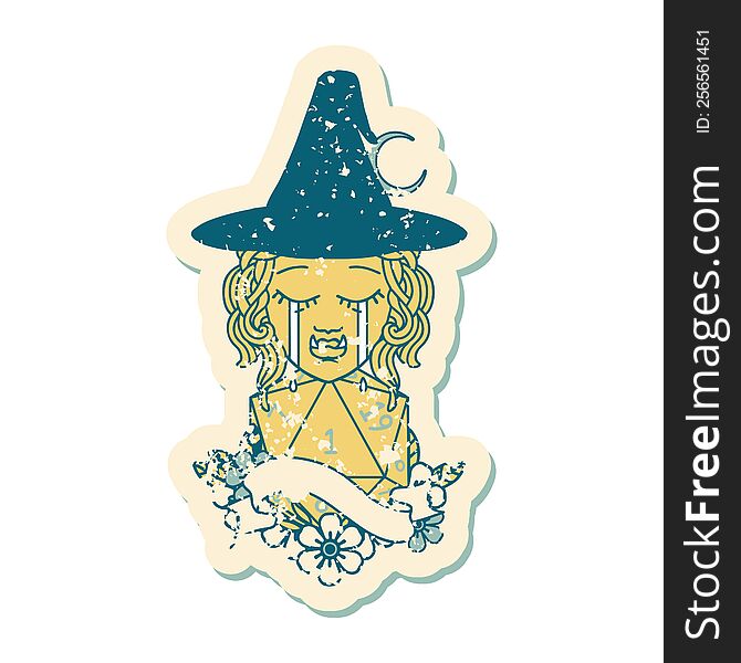 Crying Orc Witch With Natural One D20 Roll Illustration