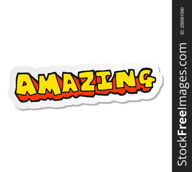 sticker of a cartoon amazing word