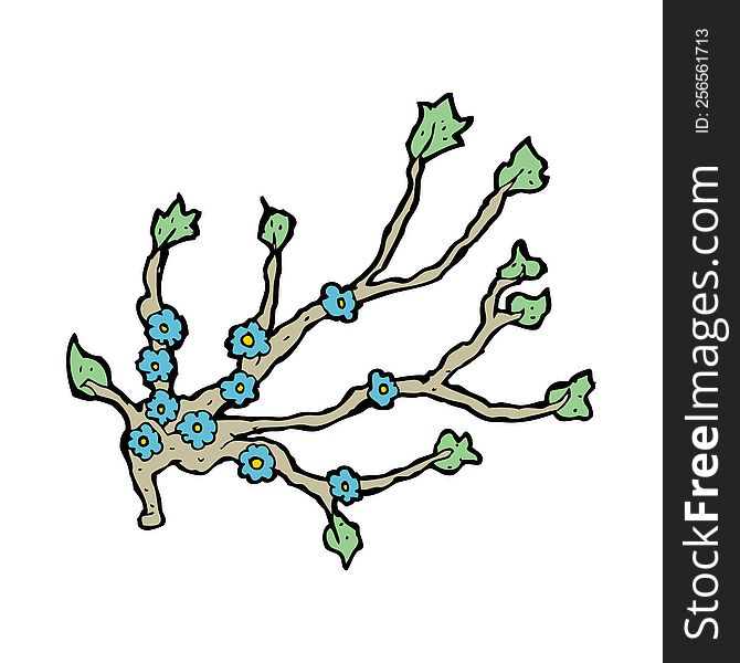 cartoon flowering branch