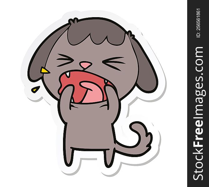 Sticker Of A Cute Cartoon Dog Barking