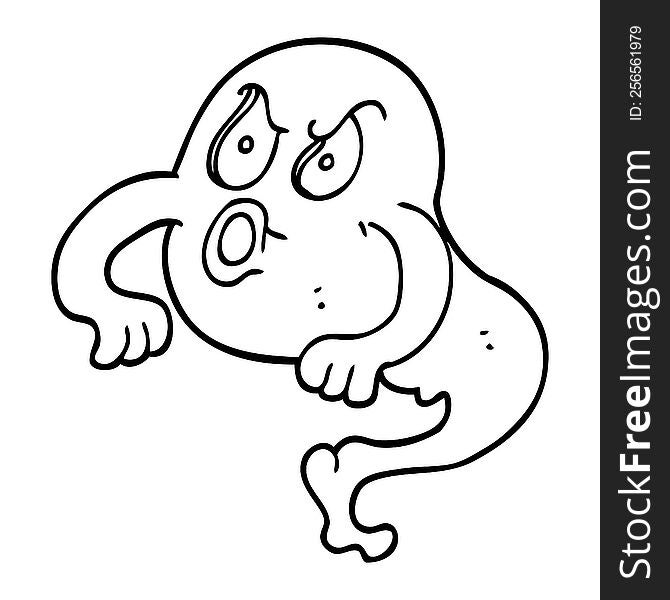 Line Drawing Cartoon Angry Ghost