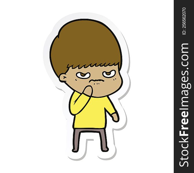 sticker of a angry cartoon boy