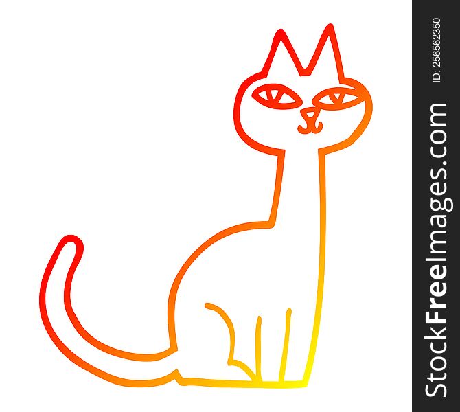 warm gradient line drawing of a cartoon cat