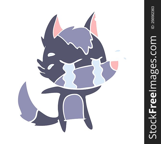 Flat Color Style Cartoon Crying Wolf