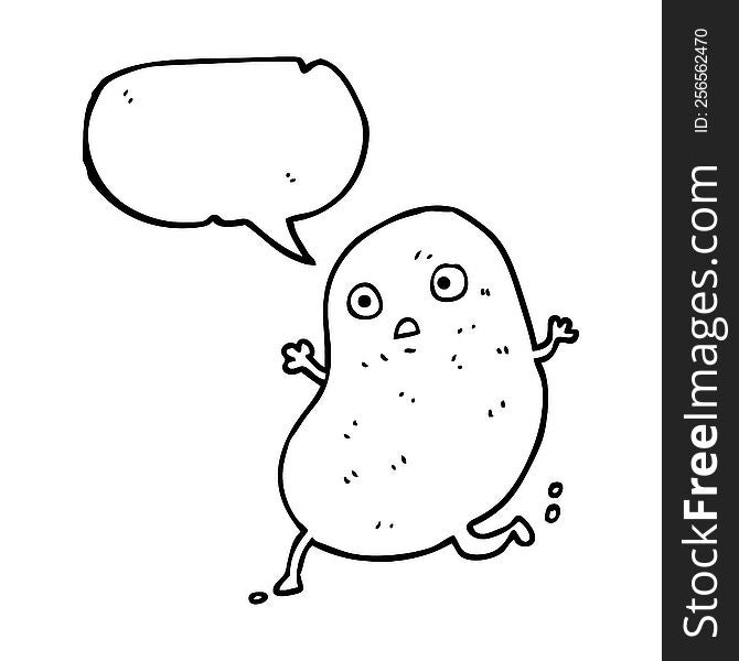 freehand drawn speech bubble cartoon potato running