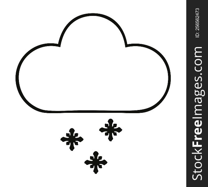 line drawing cartoon of a storm snow cloud