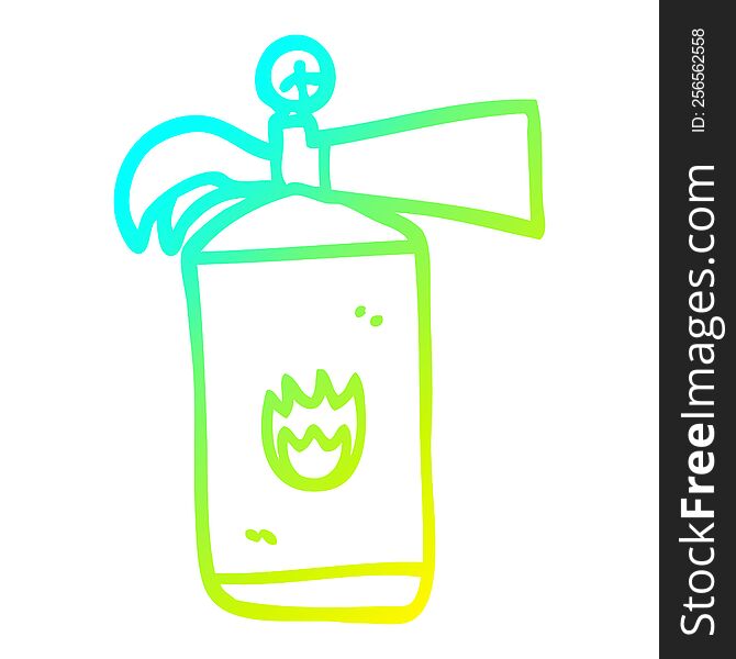 Cold Gradient Line Drawing Cartoon Fire Extinguisher