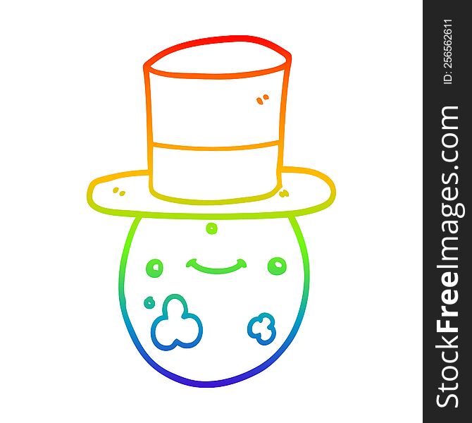rainbow gradient line drawing of a cartoon posh egg