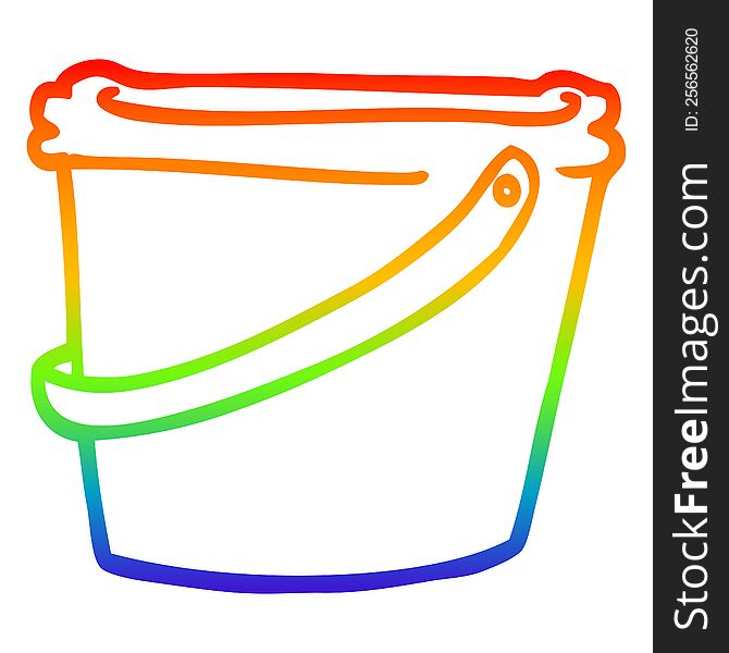 Rainbow Gradient Line Drawing Cartoon Bucket