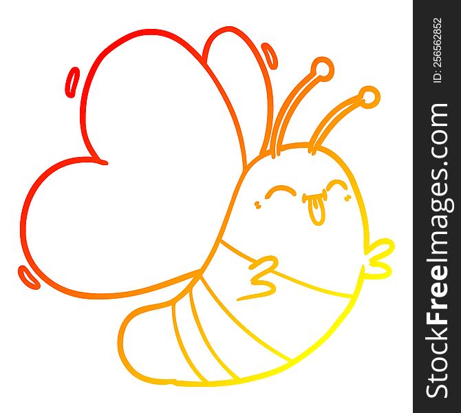 Warm Gradient Line Drawing Funny Cartoon Butterfly