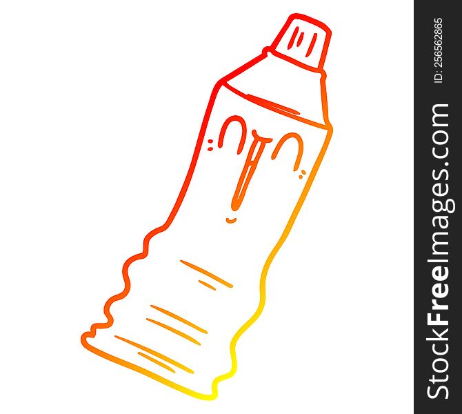 warm gradient line drawing of a cartoon toothpaste tube