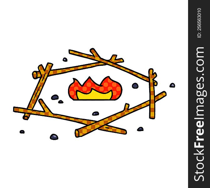 hand drawn cartoon doodle of a camp fire