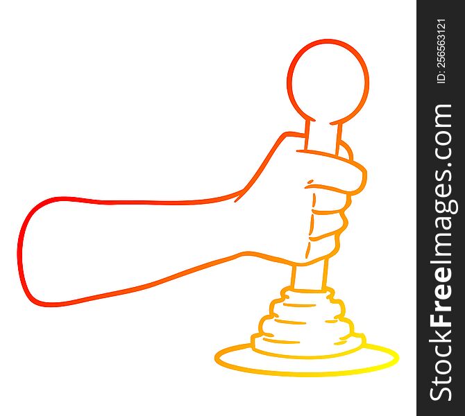 warm gradient line drawing of a cartoon hand pulling lever