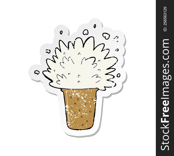 retro distressed sticker of a cartoon frothy beer