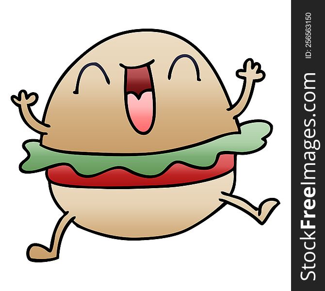 Quirky Gradient Shaded Cartoon Happy Veggie Burger