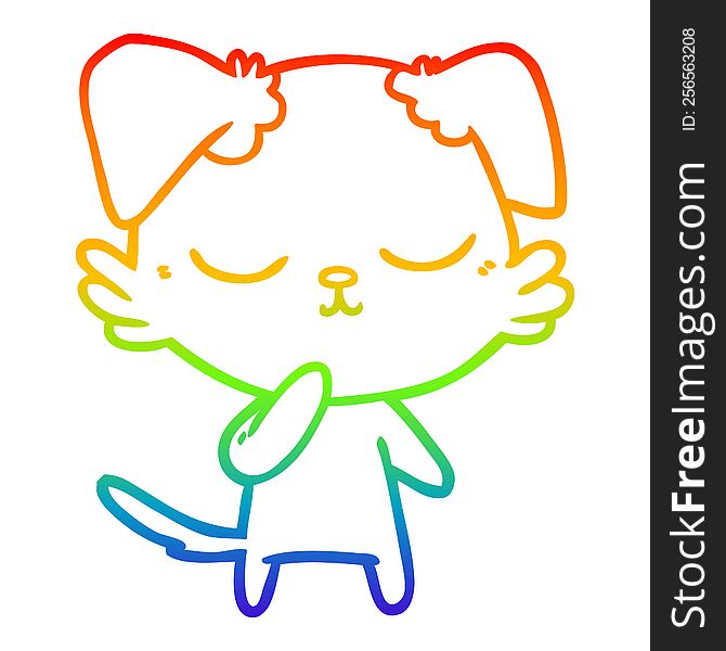 Rainbow Gradient Line Drawing Cute Cartoon Dog