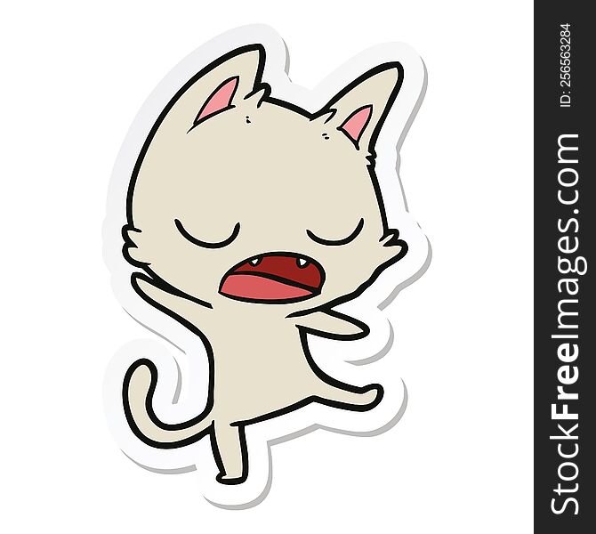 Sticker Of A Talking Cat Cartoon