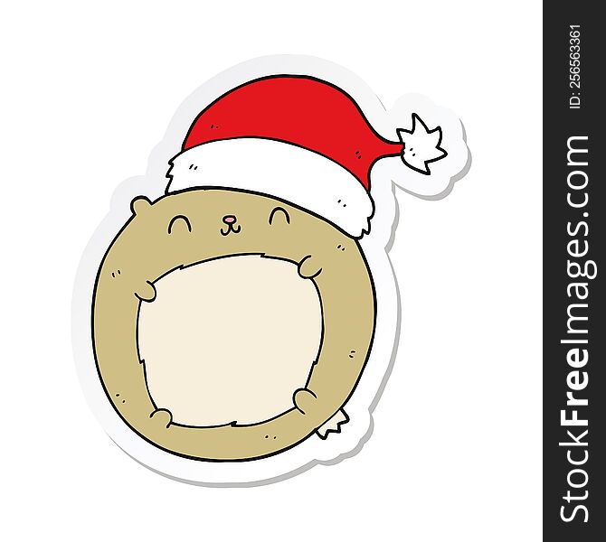 sticker of a cute cartoon christmas bear