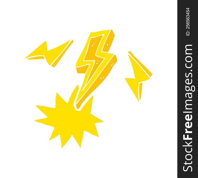 Flat Color Illustration Of A Cartoon Lightning Bolt Doodle