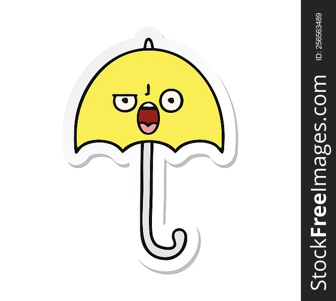 Sticker Of A Cute Cartoon Umbrella