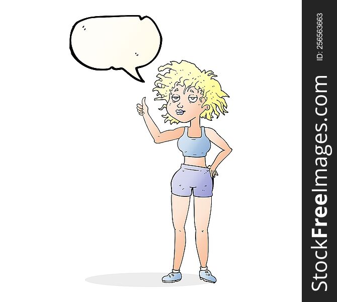 Speech Bubble Cartoon Tired Gym Woman
