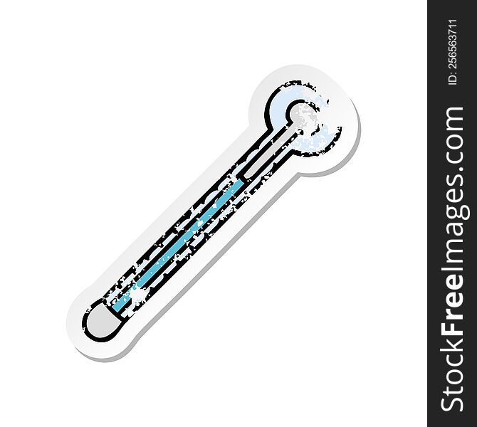 Distressed Sticker Of A Quirky Hand Drawn Cartoon Thermometer