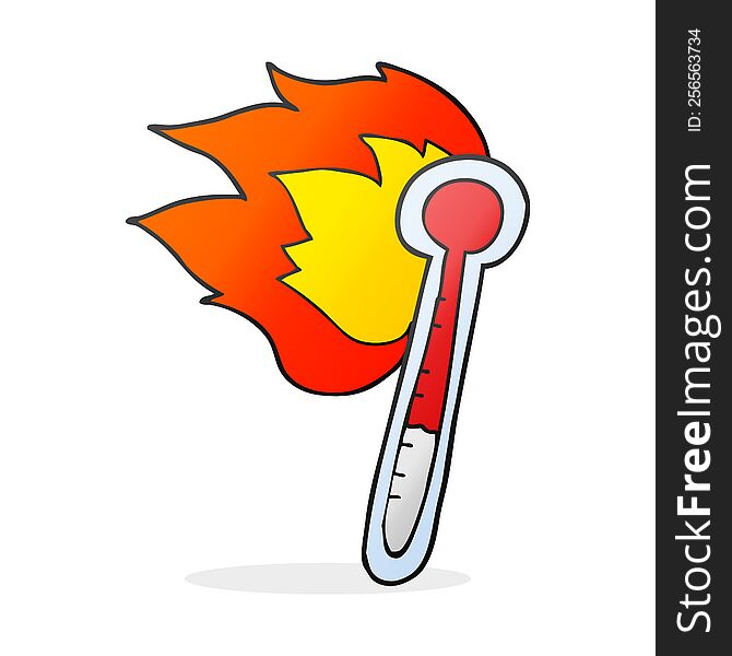 freehand drawn cartoon temperature gauge getting too hot