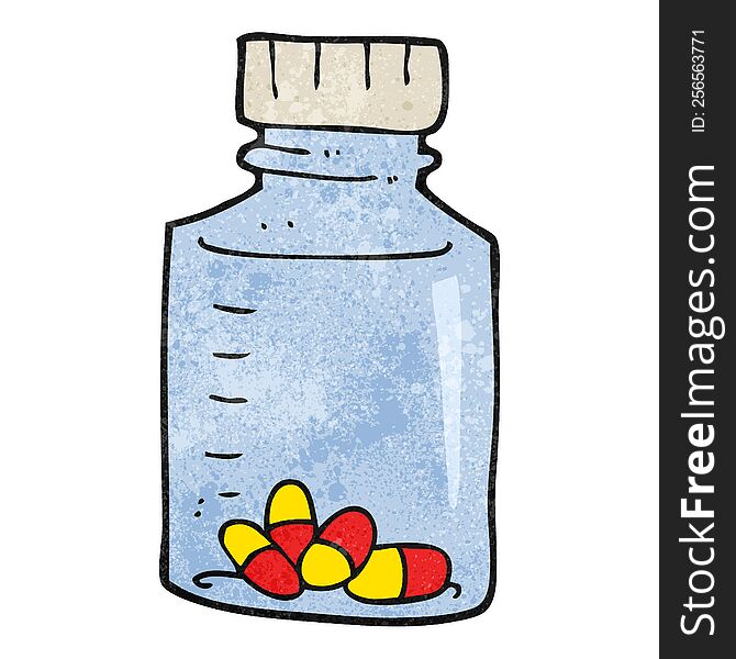 freehand textured cartoon jar of pills